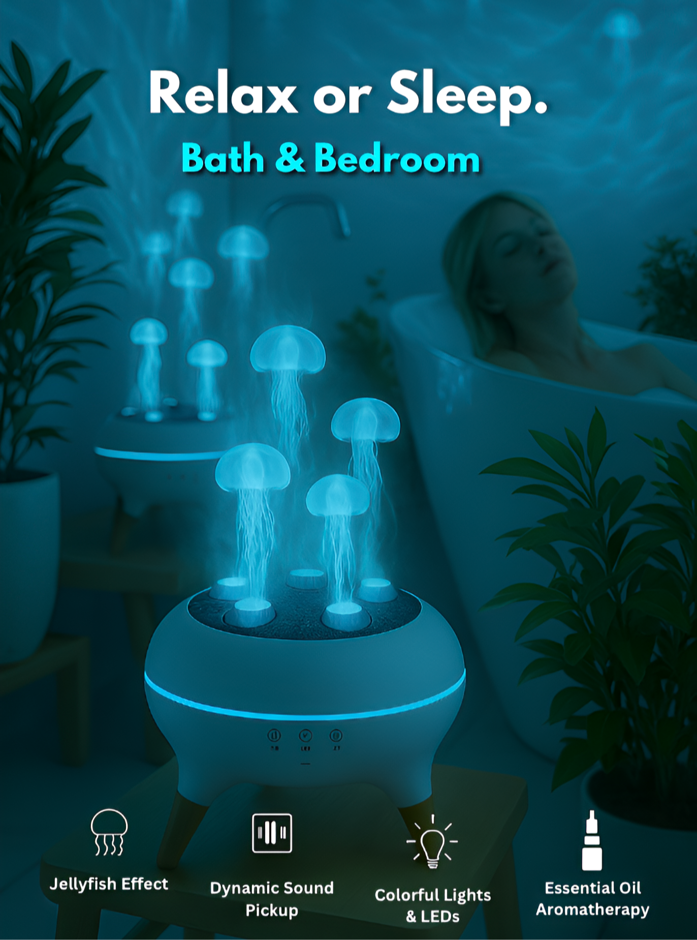 Aromadiffuser mit Quallen-Nebeleffekt – Ultraschall Luftbefeuchter & Ambientelic
