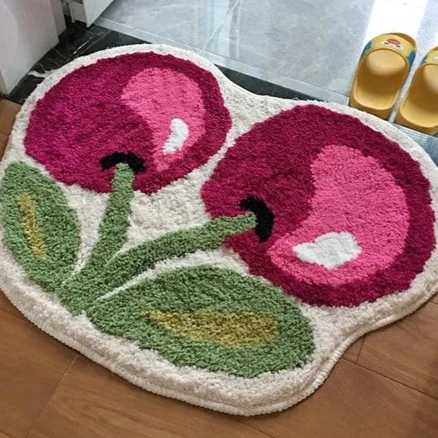 Badematte mit Kirschen-Motiv – rutschfest und weich