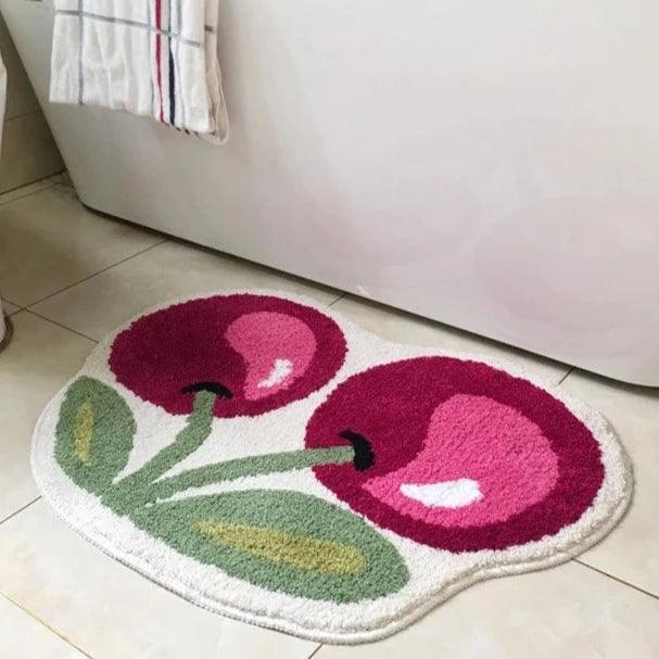 Badematte mit Kirschen-Motiv – rutschfest und weich