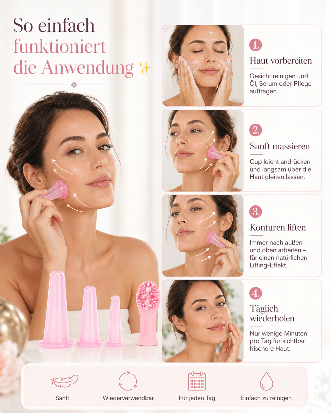 Gesichts-Cupping-Set für straffere Haut & natürlichen Glow