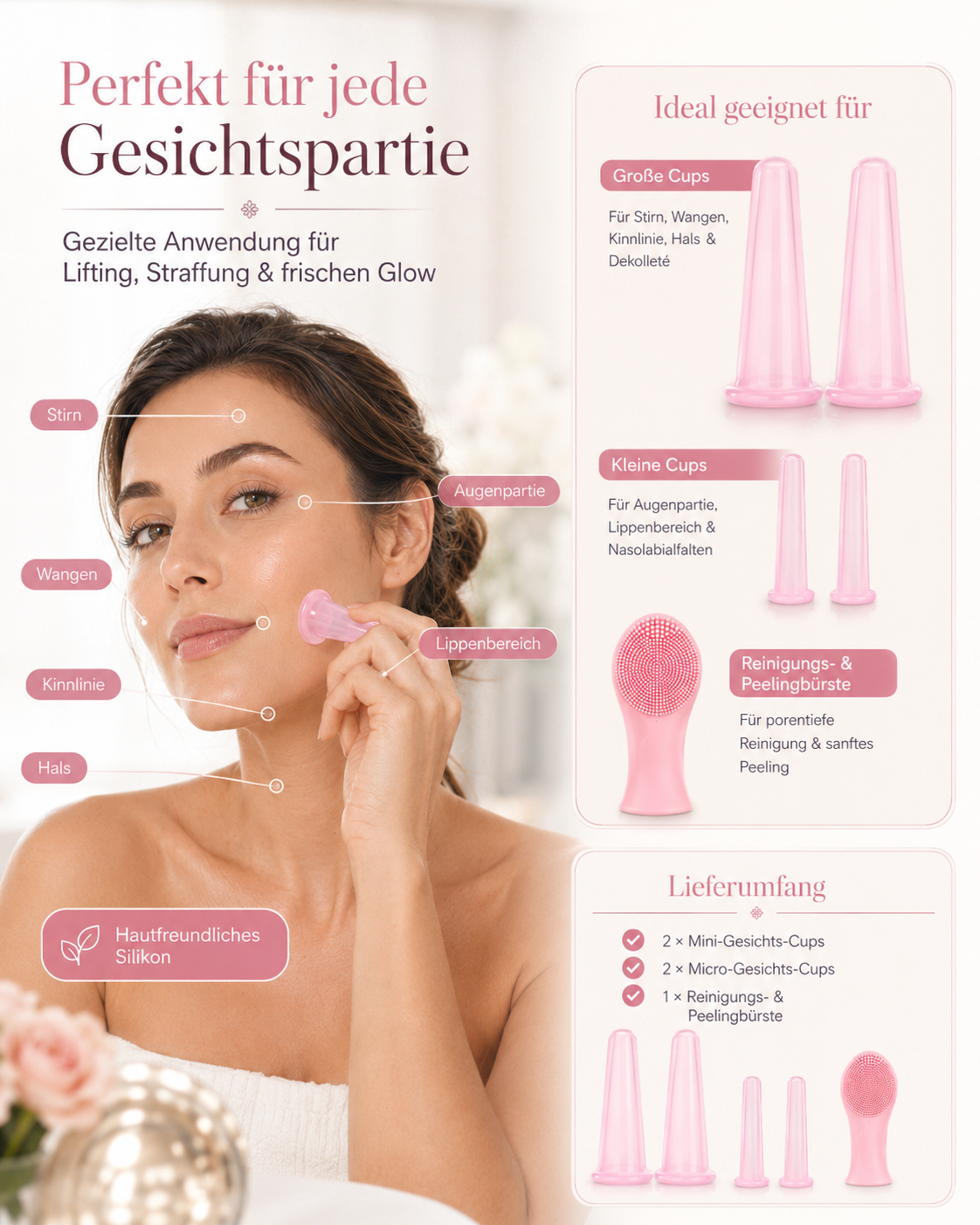 Gesichts-Cupping-Set für straffere Haut & natürlichen Glow