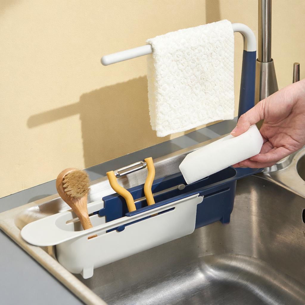 Teleskop Spülbecken Organizer – flexibel und rostfrei