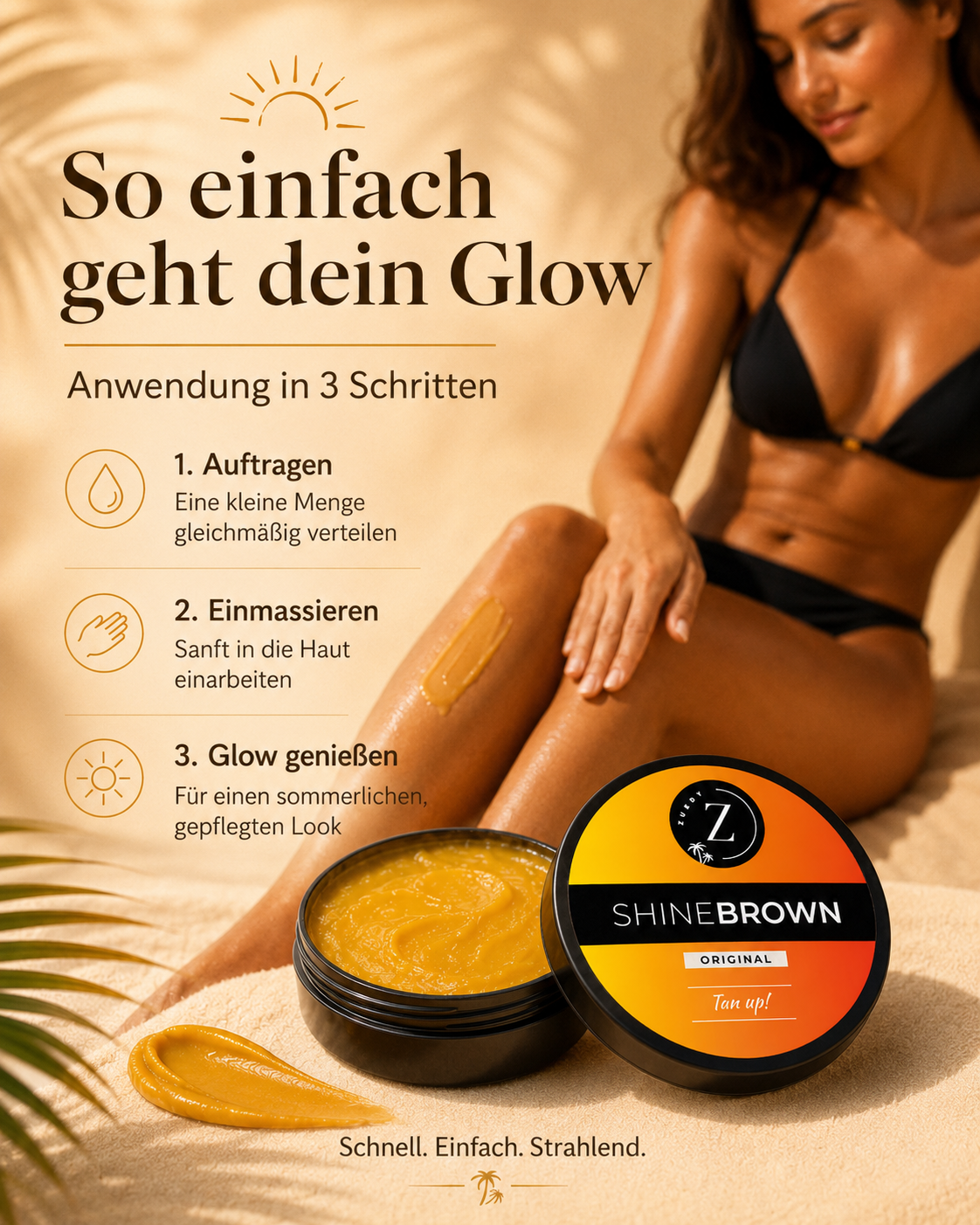 Bräunungsgel mit Karottenextrakt für Sonnenbank & Sonnenbaden – Streifenfreie