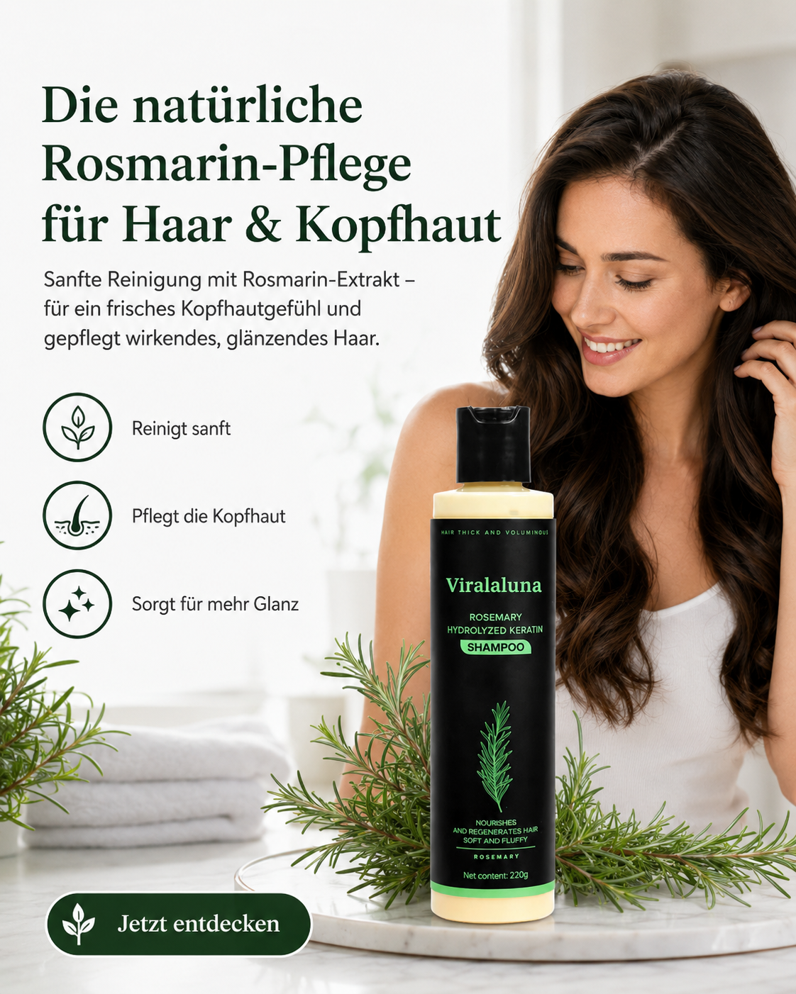 Rosmarin Shampoo mit Keratin für kräftiges & volles Haar – 2 Stück