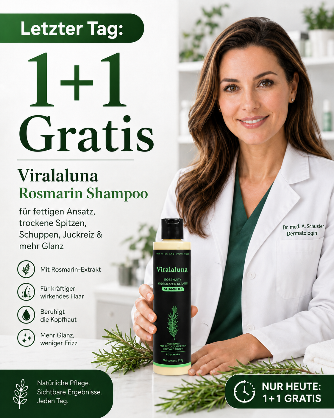 Rosmarin Shampoo mit Keratin für kräftiges & volles Haar – 2 Stück