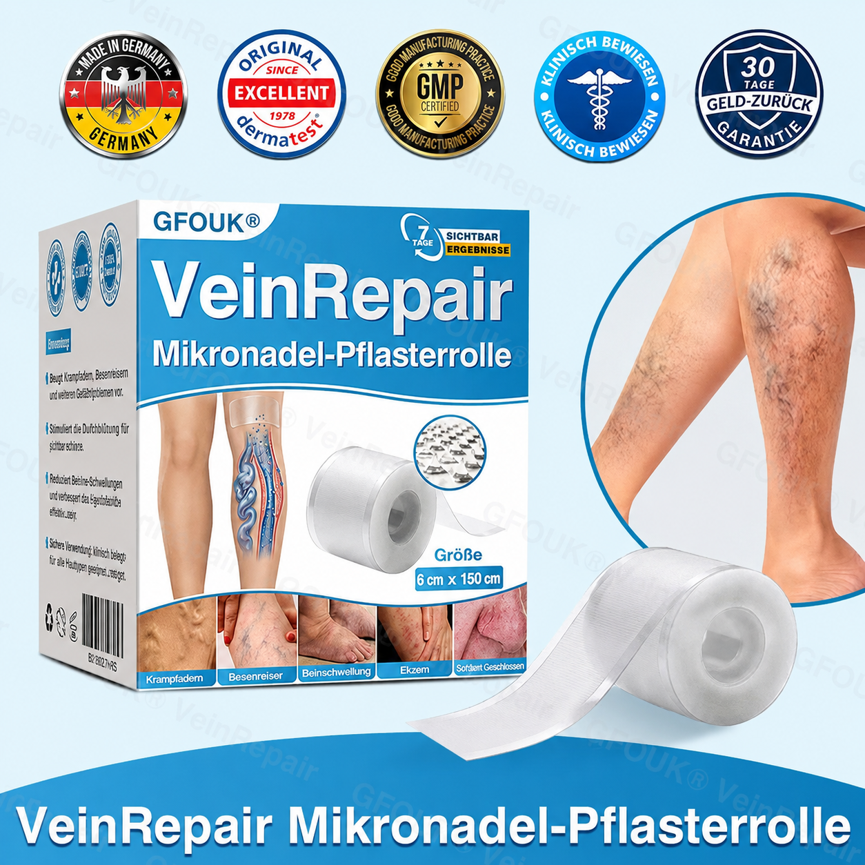 Mikronadel-Pflasterrolle für Venen mit Alpinen Pflanzenwirkstoffen