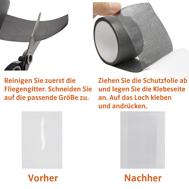 Fliegengitter Reparatur Set - Klebestreifen für Fenster und Türen