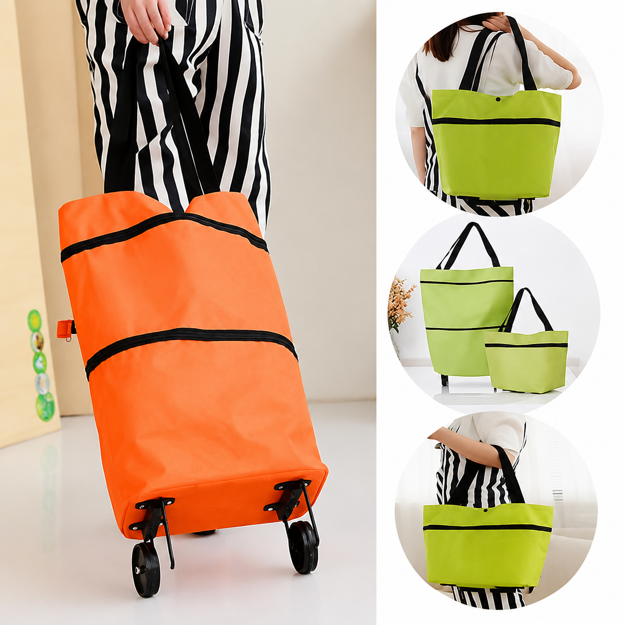 Faltbarer Einkaufstrolley mit Rollen – 2-in-1 Einkaufstasche bis 20 kg