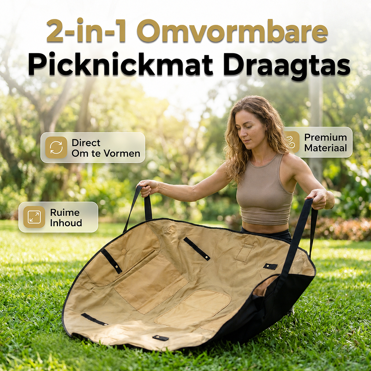 2-in-1 Picknickdecke mit Tragetasche – Wasserabweisend & Faltbar