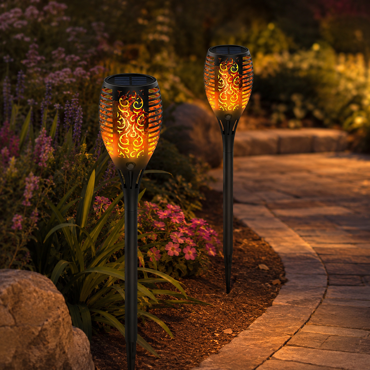 Solarleuchte Garten Außen – Kabellose LED Gartenleuchte mit Lichtsensor IP65