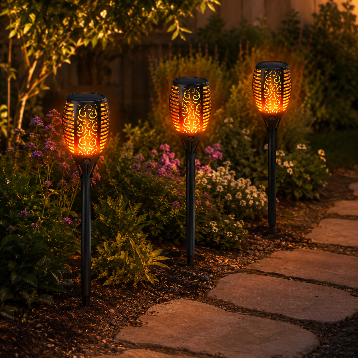 Solarleuchte Garten Außen – Kabellose LED Gartenleuchte mit Lichtsensor IP65