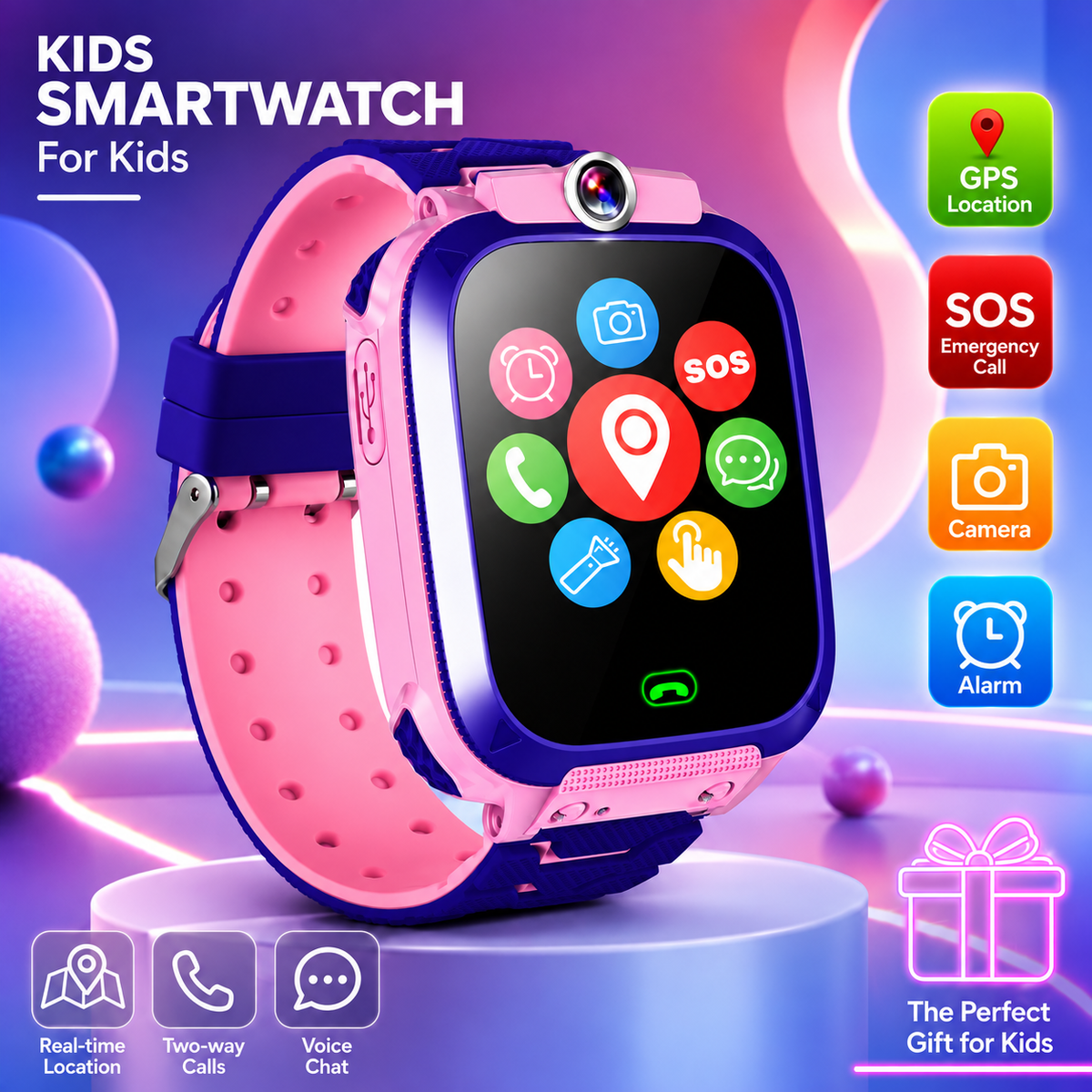 Kinder Smartwatch mit GPS Ortung, Telefon, SOS und Kamera