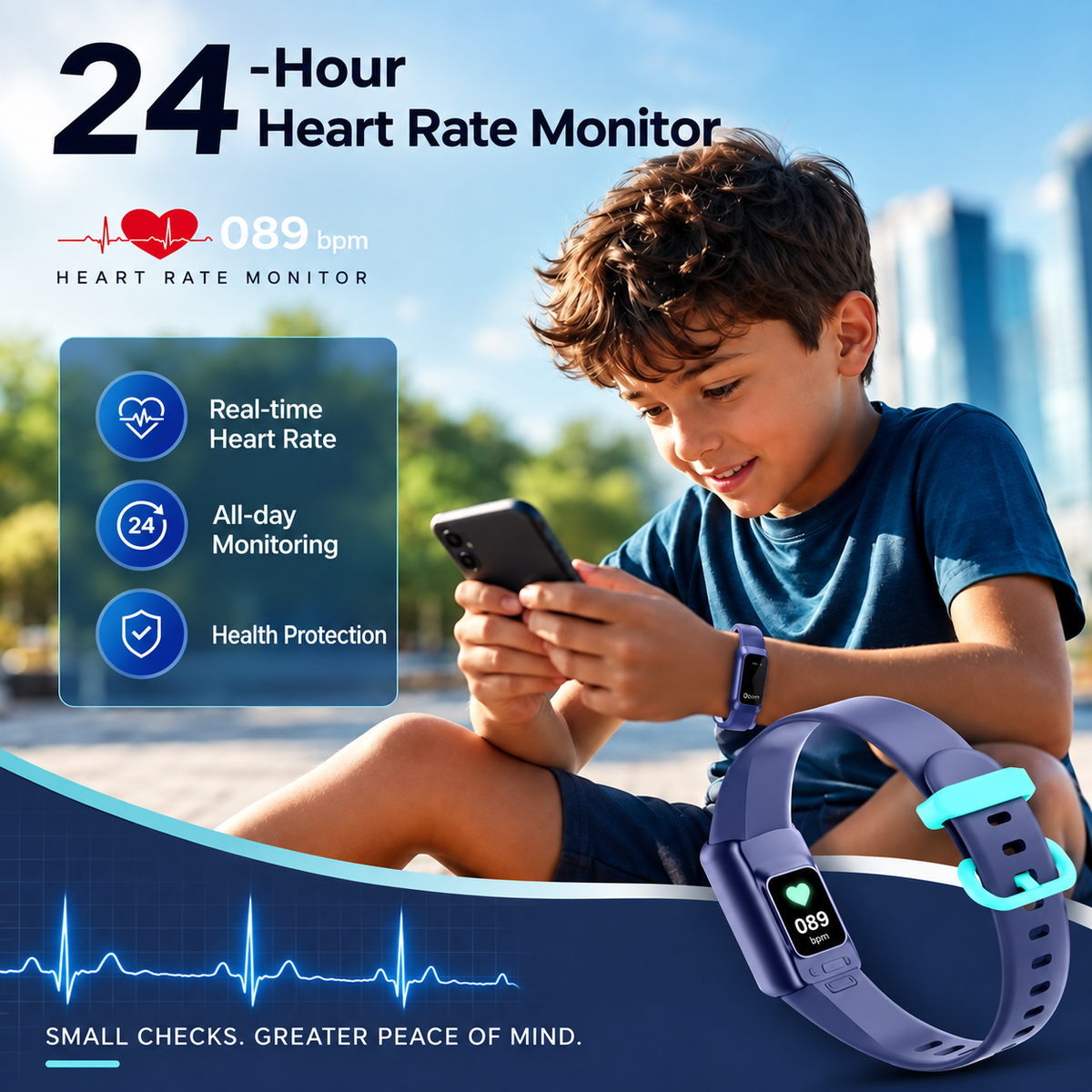 Fitness-Tracker mit Touchdisplay – Schritte und Herzfrequenz