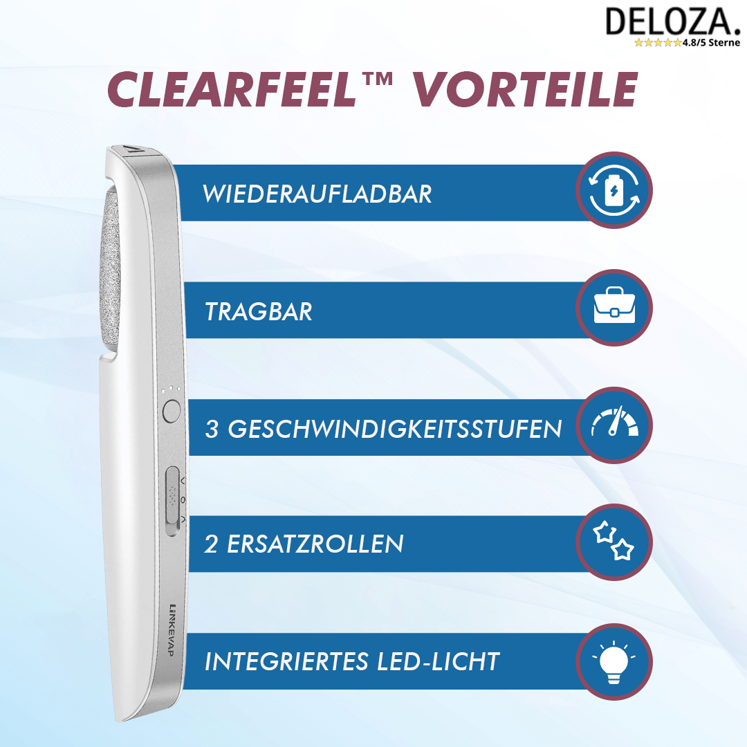 Elektrischer Hornhautentferner mit LED - Kabellos für Fußpflege