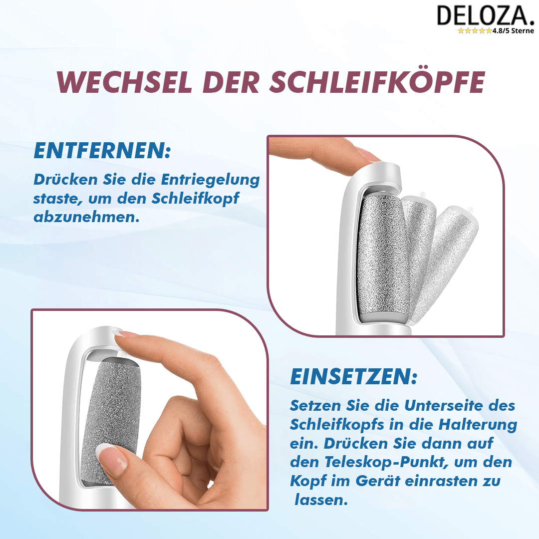Elektrischer Hornhautentferner mit LED - Kabellos für Fußpflege