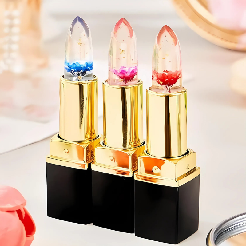 Farbwechselnder Lippenstift - Transparenter Blumenlippenstift mit Farbwandel