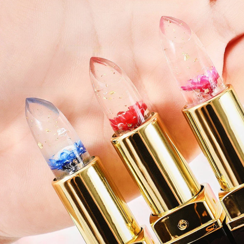 Farbwechselnder Lippenstift - Transparenter Blumenlippenstift mit Farbwandel
