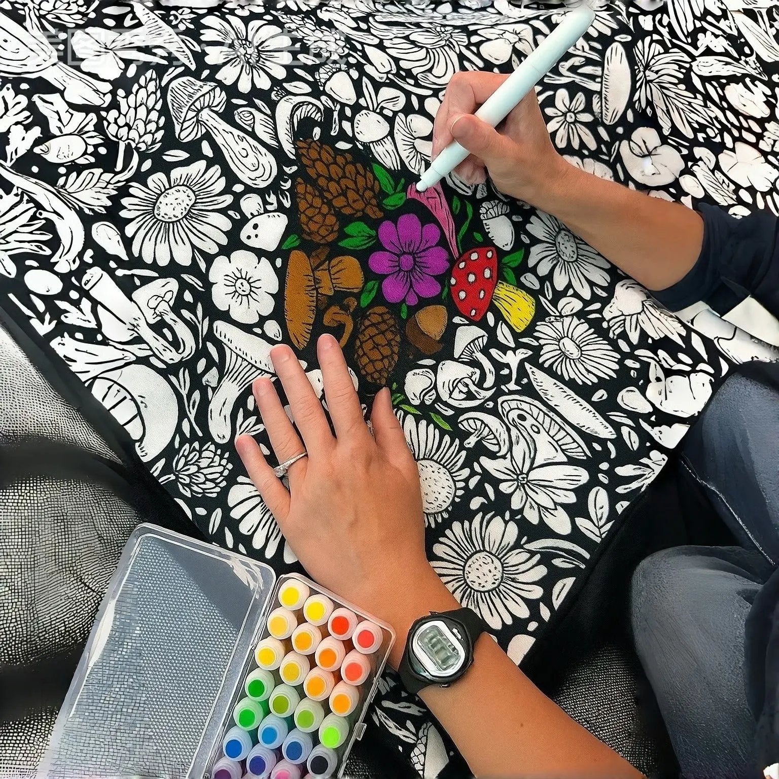 DIY Maldecke zum Selbstgestalten mit 24 Filzstiften - 150x125cm