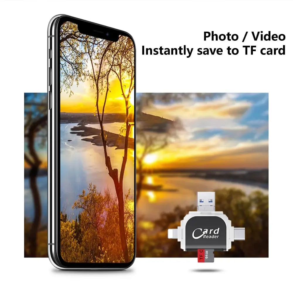 4-in-1 Universal Kartenleser USB-C Lightning SD Micro SD
