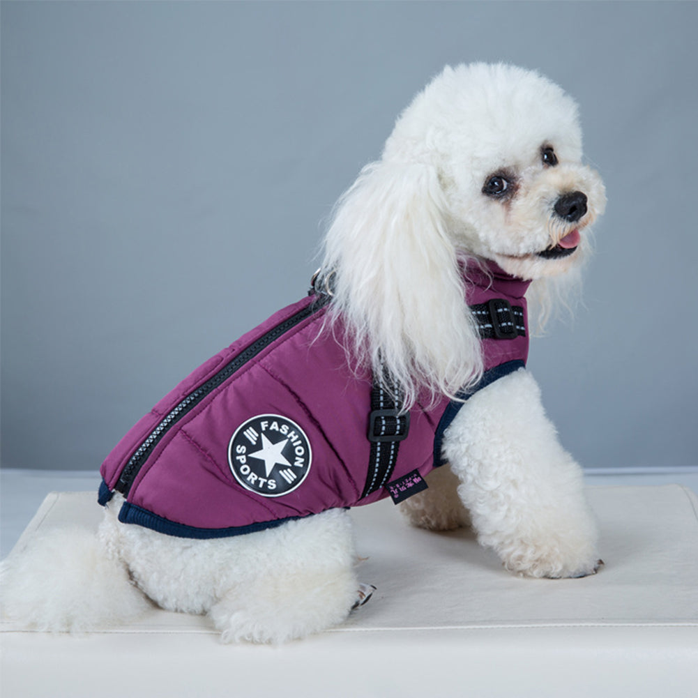 Wasserdichte Winterjacke für Hunde mit integriertem Geschirr
