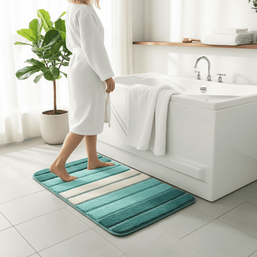 Ultraweiche Badematte aus Mikrofaser – rutschfest & saugfähig