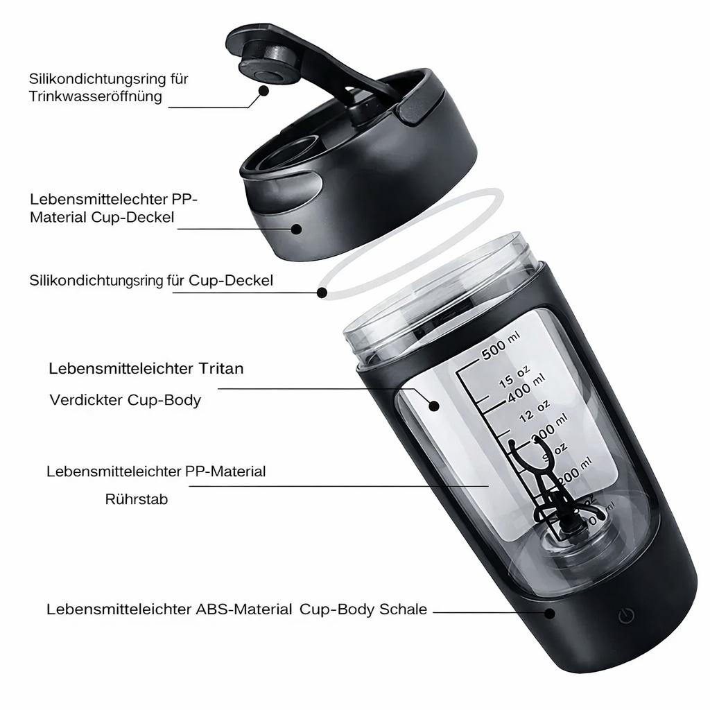Elektrischer Protein Shaker mit Motor - Kabellos & Wiederaufladbar