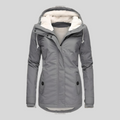 Wasserdichte Damen Regenjacke mit Fleecefutter und Kapuze