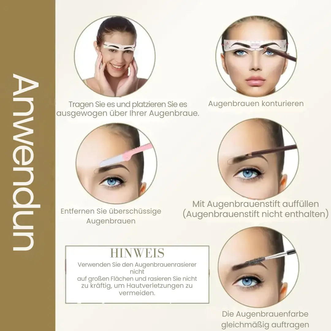 Augenbrauen Schablonen Set – 12 Formen mit verstellbarem Elastikband
