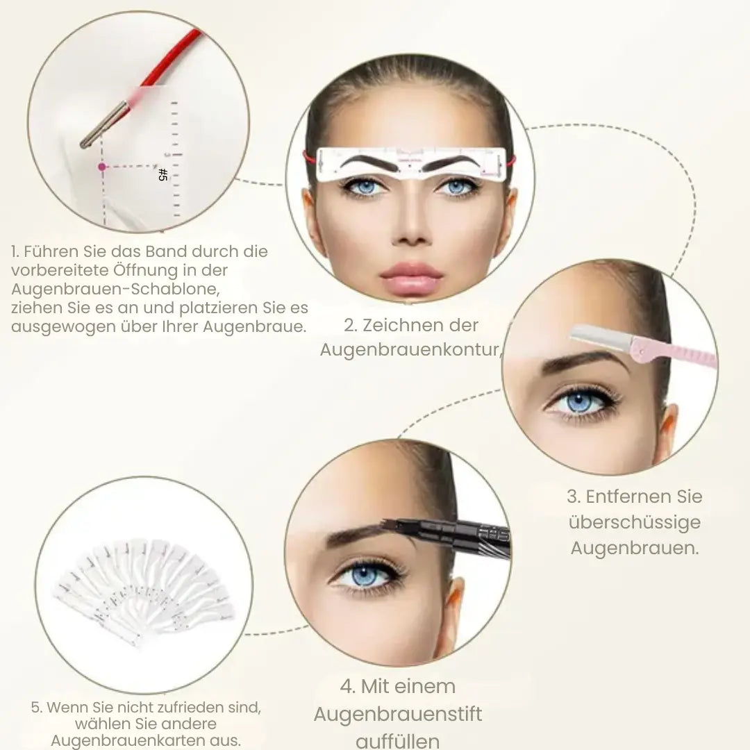 Augenbrauen Schablonen Set – 12 Formen mit verstellbarem Elastikband