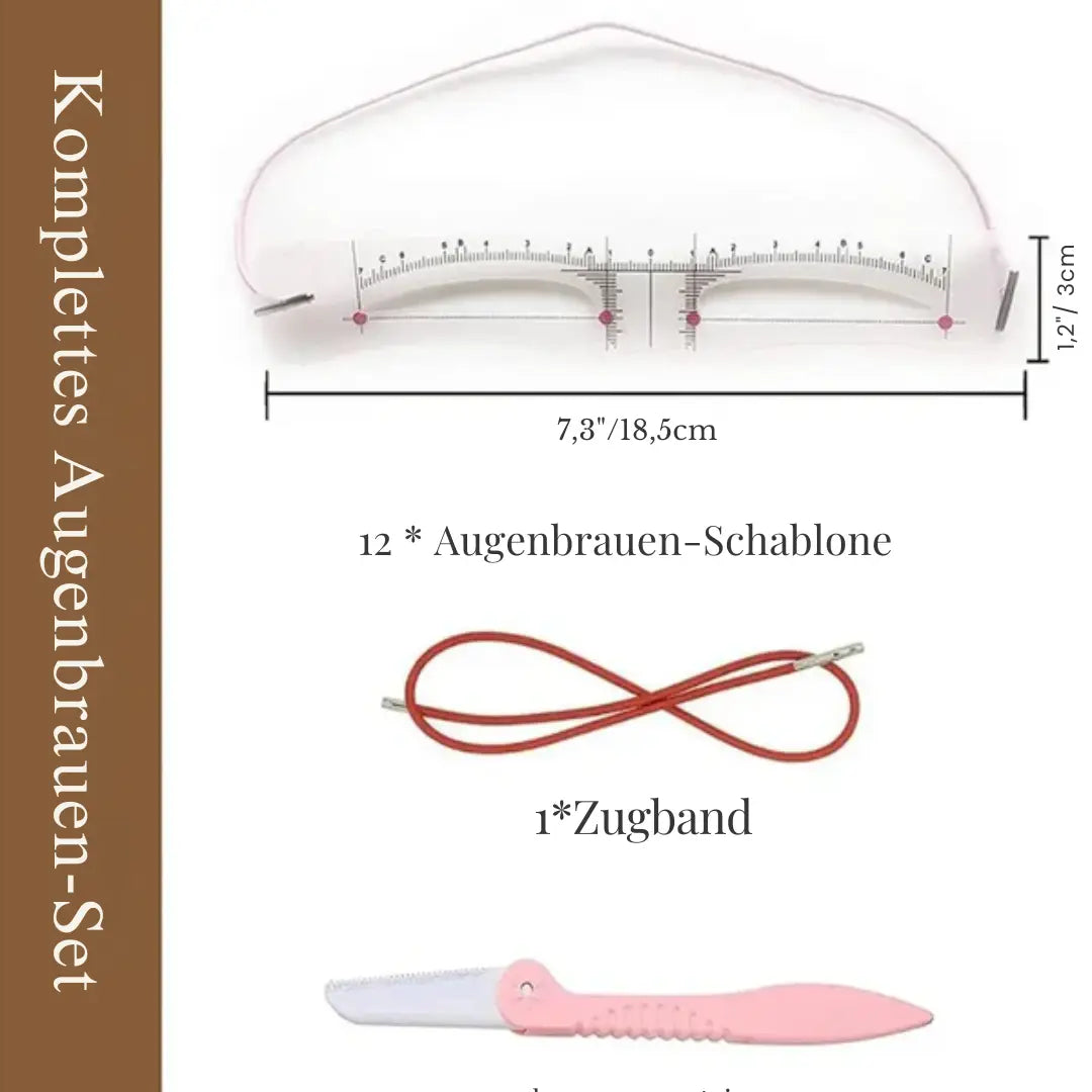 Augenbrauen Schablonen Set – 12 Formen mit verstellbarem Elastikband