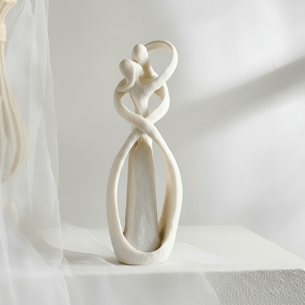 Abstrakte Liebesskulptur aus Resin – Elegante Dekofigur