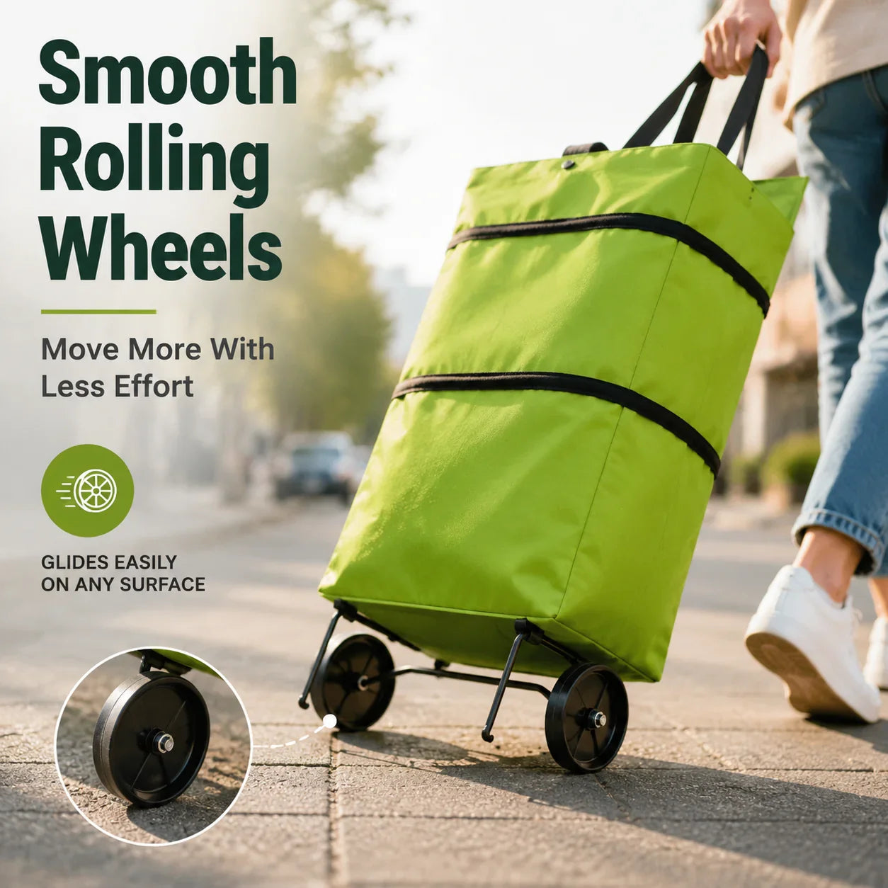 Faltbare Einkaufstasche mit Rollen – 2-in-1 Tragetasche und Trolley