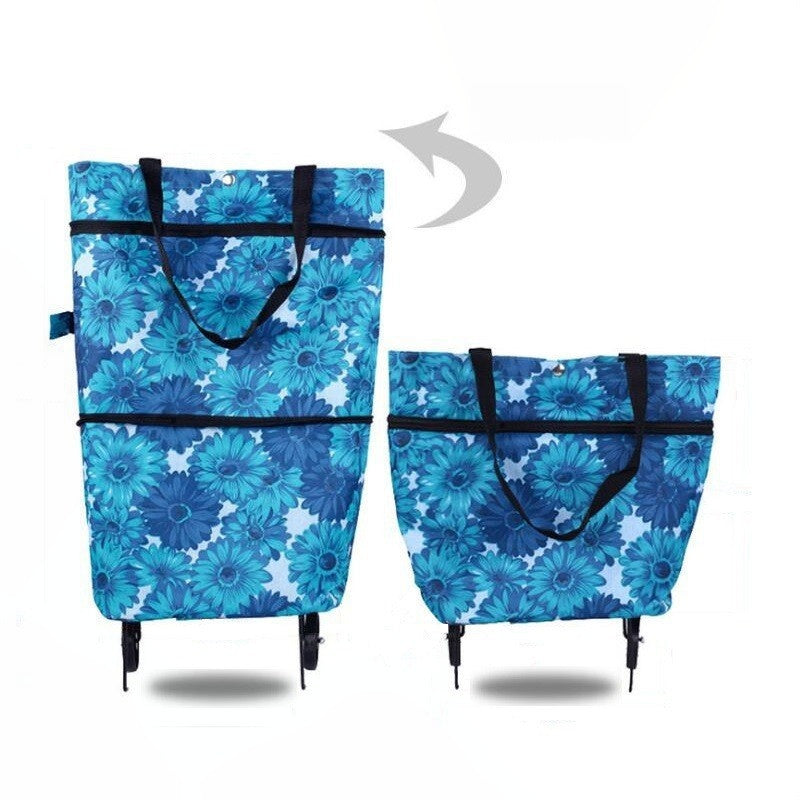 Faltbare Einkaufstasche mit Rollen – 2-in-1 Tragetasche und Trolley