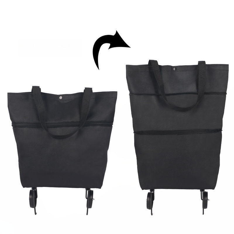 Faltbare Einkaufstasche mit Rollen – 2-in-1 Tragetasche und Trolley