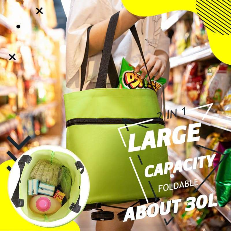 Faltbare Einkaufstasche mit Rollen – 2-in-1 Tragetasche und Trolley