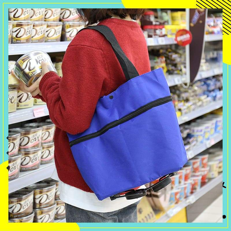 Faltbare Einkaufstasche mit Rollen – 2-in-1 Tragetasche und Trolley