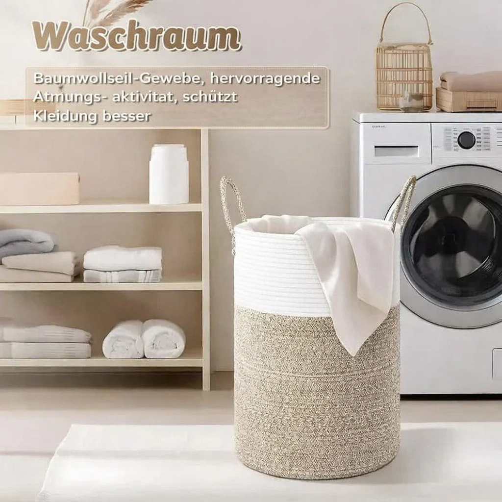 Faltbarer Wäschekorb aus Baumwollseil – 60 Liter Aufbewahrungskorb