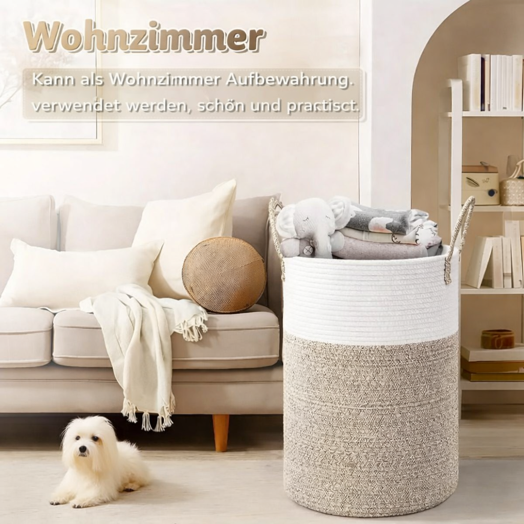 Faltbarer Wäschekorb aus Baumwollseil – 60 Liter Aufbewahrungskorb