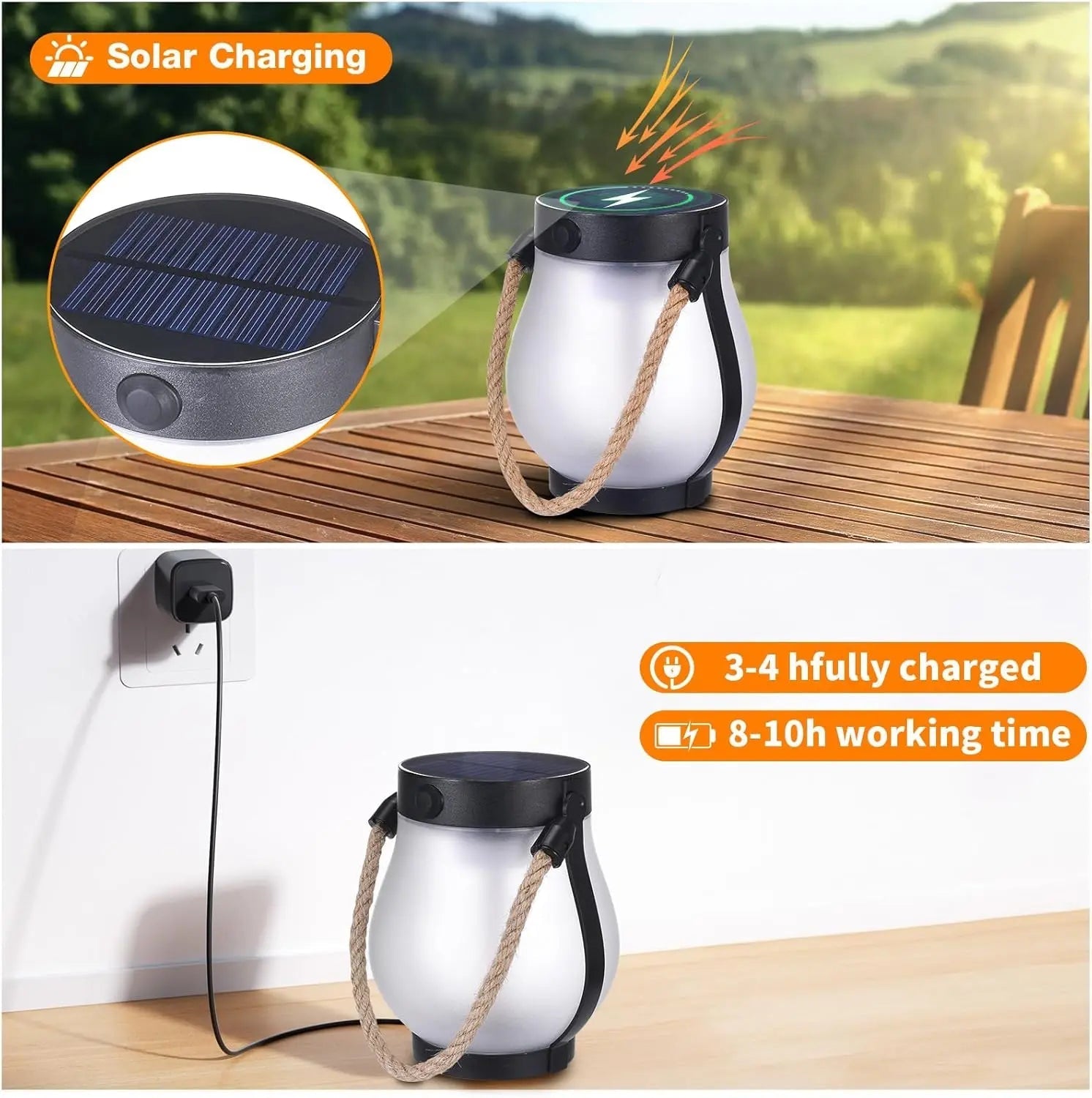 Gartenlaterne LED Flammeneffekt wetterfest USB Terrasse Balkon