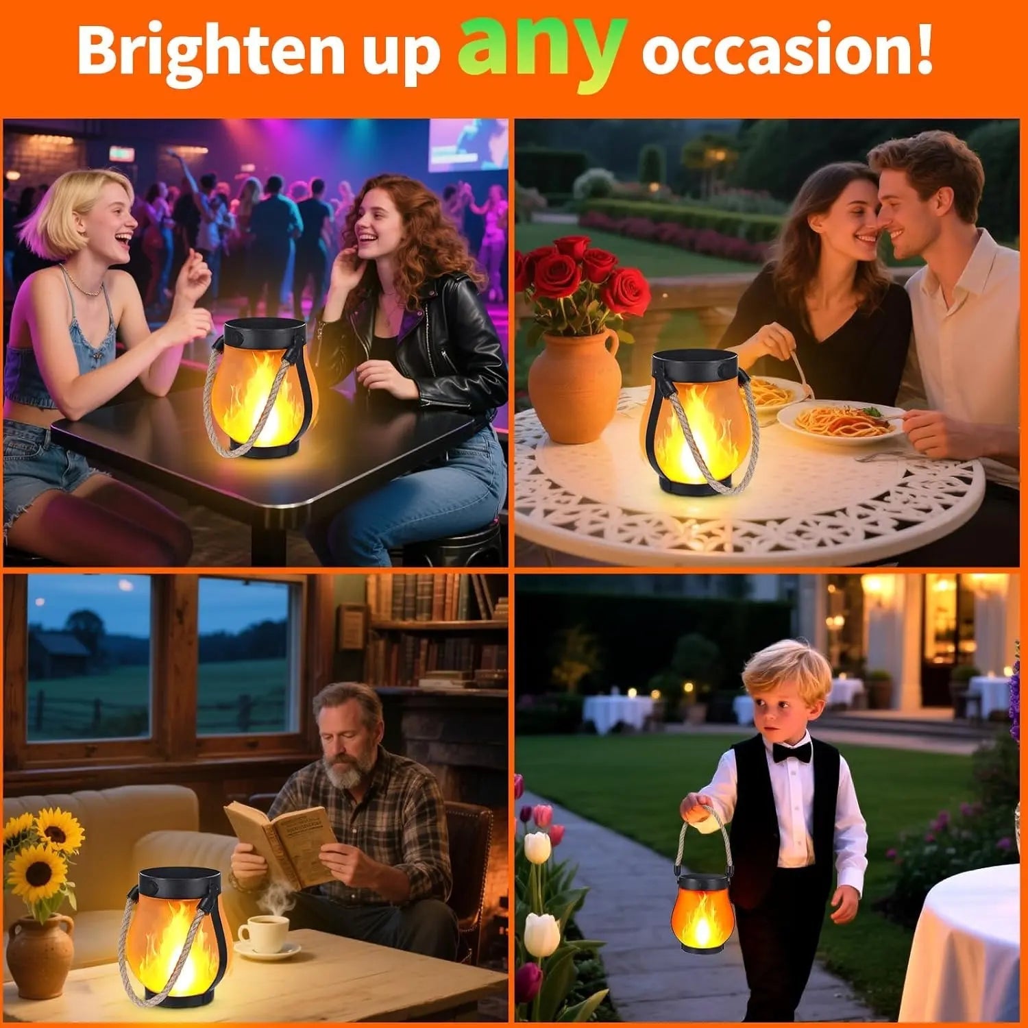 Gartenlaterne LED Flammeneffekt wetterfest USB Terrasse Balkon
