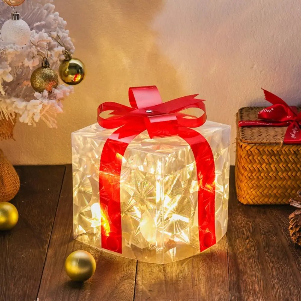 LED Weihnachtsdeko Geschenkbox warmweiß beleuchtet für innen außen