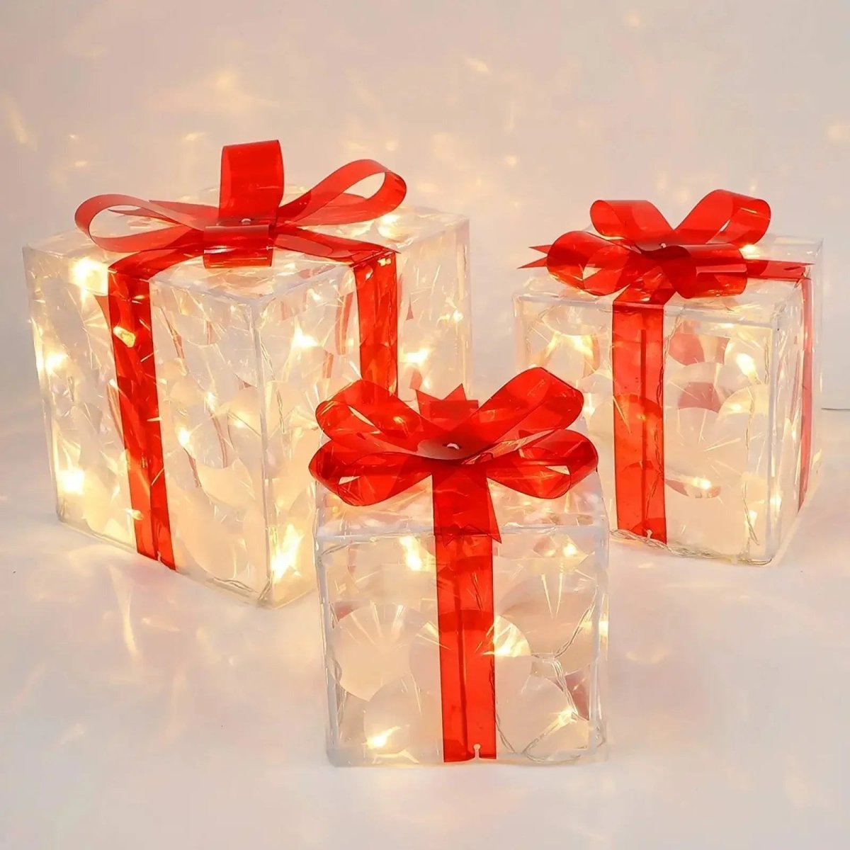 LED Weihnachtsdeko Geschenkbox warmweiß beleuchtet für innen außen