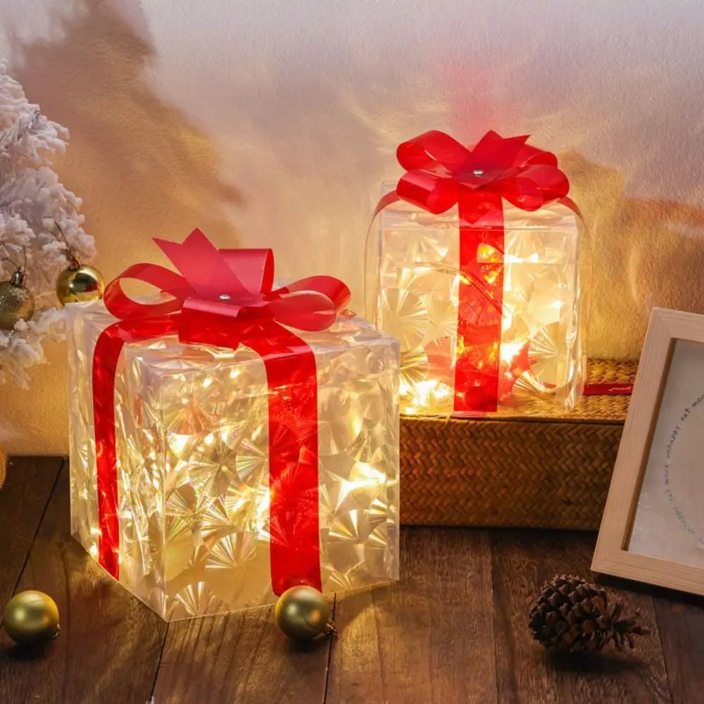 LED Weihnachtsdeko Geschenkbox warmweiß beleuchtet für innen außen