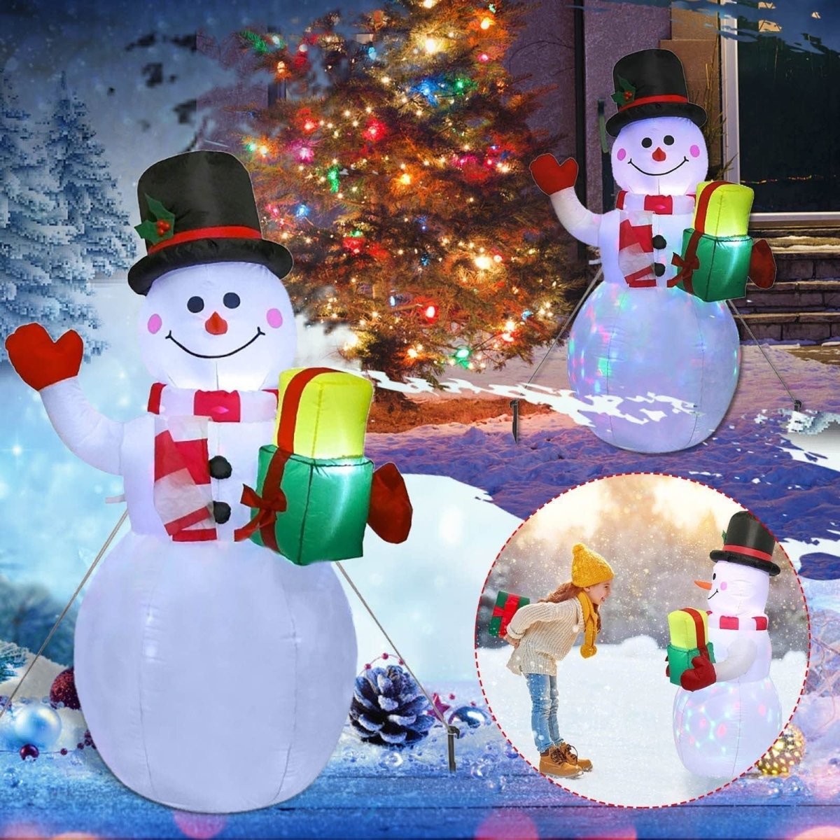 LED Weihnachtskugel mit Glitzer - Beleuchtetes Baumornament