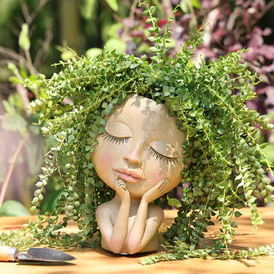 Pflanzgefäß Lady Gesicht - Dekorative Vase für Sukkulenten & Blumen
