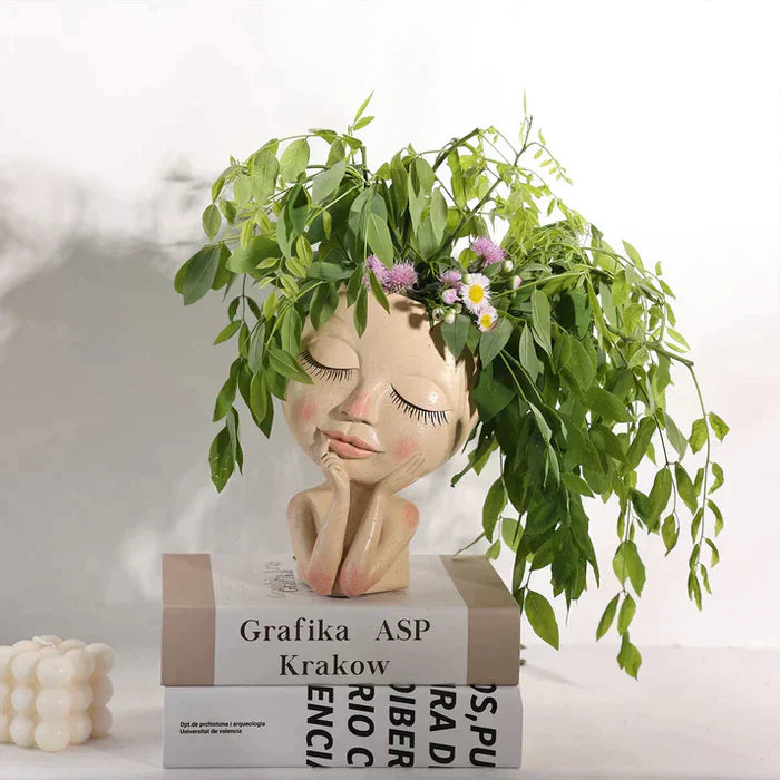 Pflanzgefäß Lady Gesicht - Dekorative Vase für Sukkulenten & Blumen
