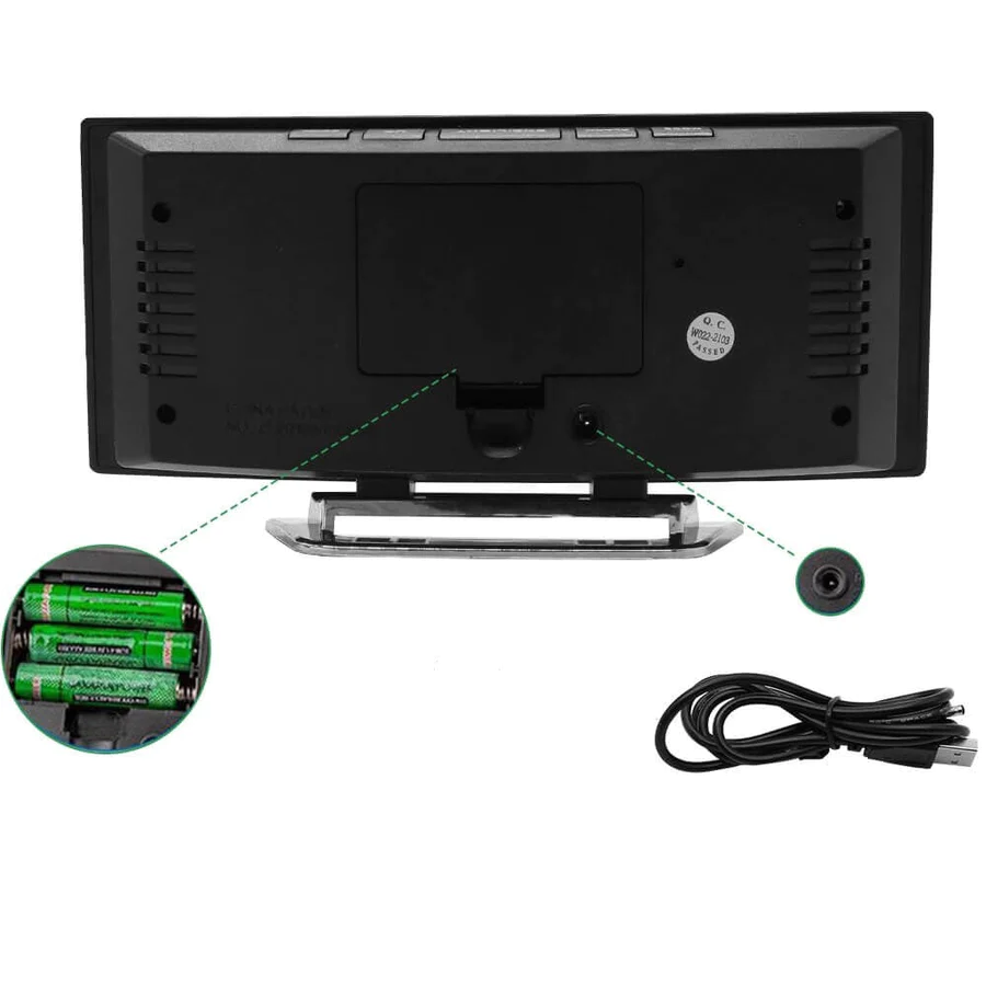 Digitaler Wecker mit gebogenem LED-Spiegeldisplay & Crescendo-Alarm