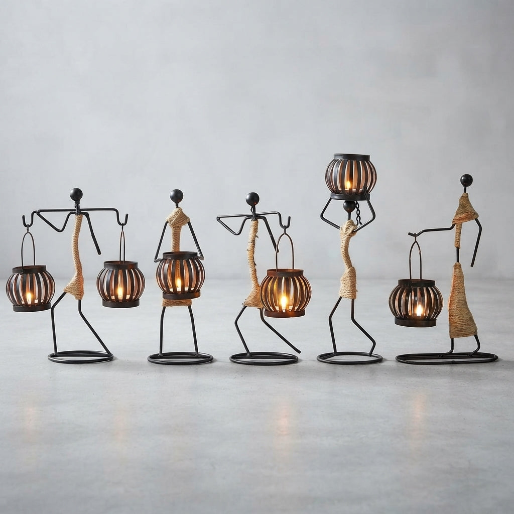 Kerzenständer Metallfigur Vintage – dekoratives Windlicht für Zuhause