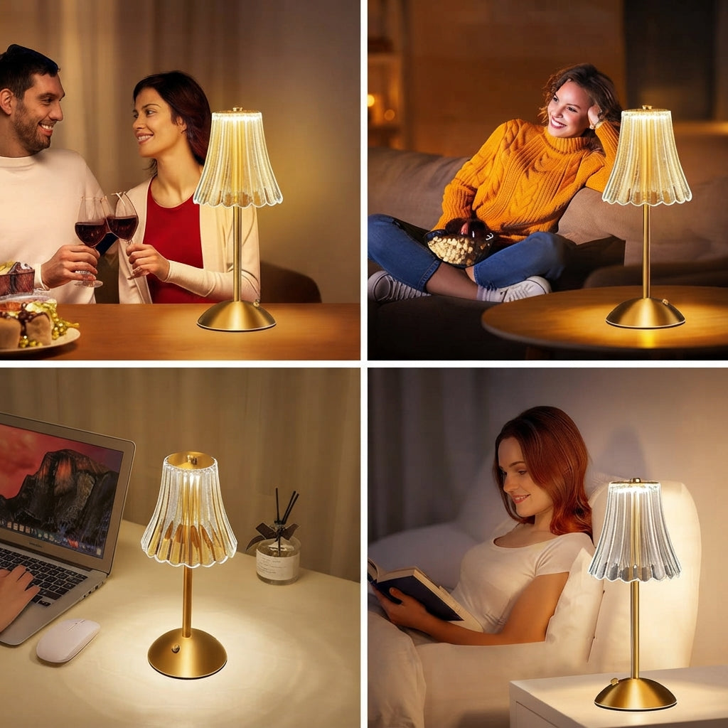 Kabellose Tischlampe mit Touch-Dimmer und Akku im Retro-Design