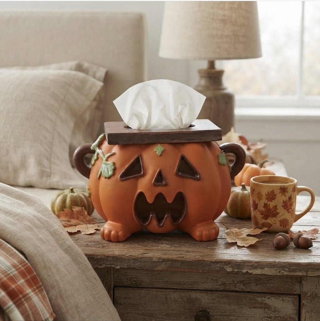 Kürbis Taschentuchbox aus Harz – Halloween Tischdeko mit Funktion